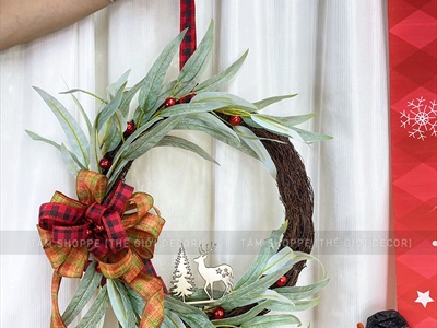 Vòng nguyệt quế Noel rừng lá xoáy 2 size VNGQ-X-38